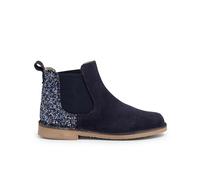 Pisamonas Botines Niña Serraje con talonera Glitter Talla 35 en Color Azul Marino