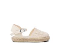 Pisamonas Espadrillas Ricamate per Bambine con Fibbia Size 34 Color Jeans Bianchi