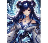 Pisces Girl - Fantasy Zodiac Cover Notebook: 8.5x11 inches, 100 lined pages for writing, journaling, or reflection