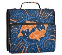 Pisces Orange Drawing - Raccoglitore a 3 anelli da 3,8 cm, con tracolla e manico, facile da trasportare, organizer per ufficio e scuola