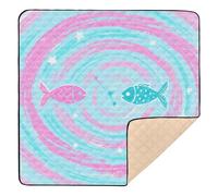 Pisces - Tappetino da palestra e attività per bambini, con motivo a graffio, colore: rosa e blu, morbido, imbottito, per pavimento, comodo tappetino per attività nella stanza dei giochi, 127 x 127 cm