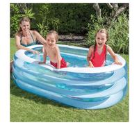 PISCINA BABY OVALE 3 ANELLI TRASPARENTE 163 X 107 X 46 CM PESCI SUL FONDO 57482