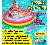 PISCINA BABY POOL l'originale per bambini gonfiabile grande 2 3 4 5 6 3 anelli