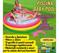 PISCINA BABY POOL l'originale per bambini gonfiabile grande 2 3 4 5 6 3 anelli