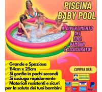 PISCINA BABY POOL per bambini gonfiabile grande 2 3 4 5 6 anni rigide piccoli