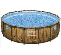 PISCINA BESTWAY 56725 POWER STEEL SWIM VISTA OBLO' 488x122 pompa scaletta e telo