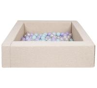 Piscina con 200 Palline Colorate Quadrata Bouclé 5 Elementi Bambino Gioco (Colore: Bianco Perla, Viola, Menta)