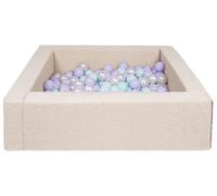 Piscina con 300 Palline Colorate Quadrata Bouclé 5 Elementi Bambino Gioco (Colore: Bianco Perla, Viola, Menta)