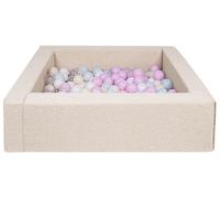 Piscina con 300 Palline Colorate Quadrata Bouclé 5 Elementi Bambino Gioco (Colore: Bianco, Trasparente, Rosa (Pastello), Blu (Pastello), Giallo (Pastello))