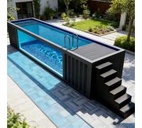 Piscina contenitore pronta da nuotare, piscina fuori terra modulare da 6 m con finestra trasparente, kit di lusso prefabbricato, installazione senza scavo, per case sulla spiaggia e tenute di campagna