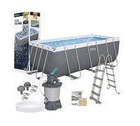 Bestway 56457-7 Set piscina fuori terra Steel Pro MAX - 4,12 m x 2,01 m x 1,22 m, grigio