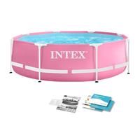 Intex 28290NP - Piscina Fuori Terra Metal Frame Rotonda, 2843 L, Acciaio e PVC, Rosa, 244x76 cm