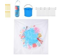 Piscina da spiaggia - Piscina esterna 2 x 2 m - Coperta impermeabile 2 in 1 anti-sabbia e gioco d'acqua portatile per bambini e ragazze