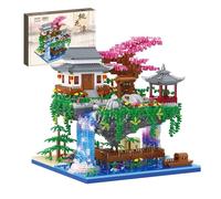 Piscina di fiori di pesca Architettura Trucco, 3320 pezzi Vecchio Scena di Strada Cinese, Mini Nano Blocchi, Set di costruzione e Collezione Modello per Adulti Bambini, Non Compatibile con Lgo