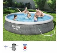 PISCINA ESTERNA FUORI TERRA BESTWAY 396x84cm ROTONDA RATTAN LOOK POMPA