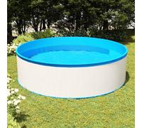 vidaXL Piscina Fuori Terra Vasca da Giardino Robusta Resistente Famiglia Divertimento Acqua 350x90 cm Bianca Struttura in Acciaio e PVC