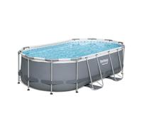 Bestway Power Steel Piscina Ovale mis 427x250xh100 cm - colore grigio - con pompa filtro e scaletta di sicurezza