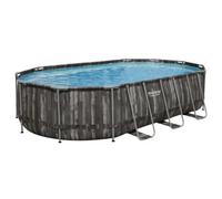 Piscina Fuori Terra 610x366x122 cm Rivestimento in Legno con Pompa