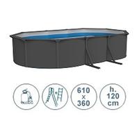 Piscina fuori terra in acciaio ACQUAMARINA grigia 610x360x120 cm