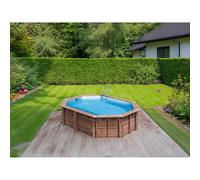 Piscina fuori terra in legno ovale Gre Bambu 2 da 535x335 H136 cm