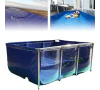 Piscina fuori terra, laghetto trasparente per acquario con valvola di scarico, tela in PVC, telaio in acciaio, finestra di visualizzazione per acquario, Koi e pesci rossi