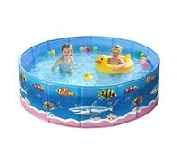 Piscina Fuori Terra per Bambini e Cani con Tema Mare, Piscina Pieghevole 4 Strati Rinforzati senza Gonfiaggio, Vasca da Bagno Portatile in PVC per Giardino Cortile Estate, Tonda