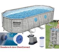 PISCINA FUORI TERRA STEEL SET VISTA 56716 OVALE CON OBLÒ CM. 549X274X122