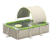 Piscina fuori terra, struttura in metallo rettangolare per esterni con tettuccio parasole, design pieghevole in PVC resistente, facile da montare per cortile o giardino