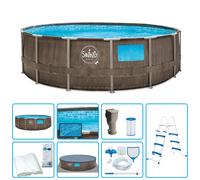 Piscina Fuori Terra SWING METAL FRAME WICKER DESIGN con finestra Ø 4,57 x h 1,22
