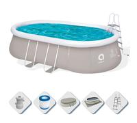 Piscina Fuoriterra Ovale con Struttura in Acciaio Chinook Grey Avenli Cm 540x304