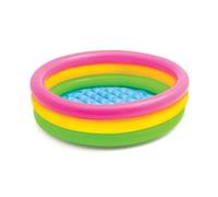 Piscina gonfiabile a tre anelli con base a bolle rotonda, gioco di pesca, sabbia, onda, bob, palla, parco giochi acquatico(Three-Ring Pool 130cm)