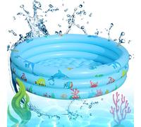 Piscina Gonfiabile Bambini, Piscina Baby 3 Anelli, Piscinette Giocattoli Estivi, (Ø 90 Blu)