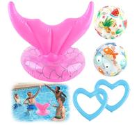Piscina Gonfiabile Giocattoli，Set Giocattoli Gonfiabili Piscina, Gioco Lancio Dell'Anello, Sport Acqua Giocattoli di Estate per Bambini e Adulti Gioco Nuoto Giocattolo (Pink)