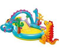 PISCINA GONFIABILE INTEX Dinoland con Spruzzatore e Scivolo - dimensioni 302x229 cm, materiale vinile, capacità 290 litri