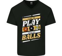 Piscina I Piace A Play With My Balls 9-Ball Uomo Scollo A V Cotone T-Shirt