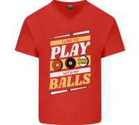 Piscina I Piace A Play With My Balls 9-Ball Uomo Scollo A V Cotone T-Shirt