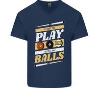 Piscina I Piace A Play With My Balls 9-Ball Uomo Scollo A V Cotone T-Shirt