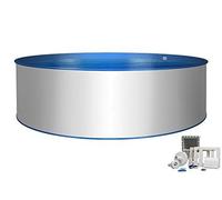 Piscina mediPOOL Premium Ø 4,00 x 1,20 m, acciaio 0,6 mm, rivestimento in acciaio, rotonda con set skimmer, ugello e termometro, per attività ricreative all'aperto, relax, esercizio fisico