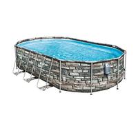 Bestway 56719 Piscina fuoriterra 610x366xH122 cm struttura ovale effetto pietra