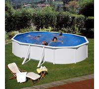 Piscina ovale bianca 610x375x120 cm con filtro a sabbia Bianco
