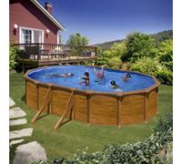 Piscina ovale Gre 610x375x132 cm con filtro a sabbia Colori legno