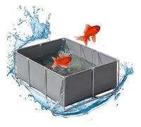 Piscina per acquario, con cornice in tela, per acquario, fuori terra, per koi e tartarughe, grande piscina per acquacoltura con staffa in metallo, serbatoio temporaneo per nuoto (grigio, 3 x 1,5 x 0,6