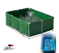 Piscina per acquario, grande acquario fuori terra, in tela di PVC, laghetto per koi, con telaio in metallo, supporto e valvola di scarico, uso esterno/interno per pesci, tartarughe, piscina (verde, 3