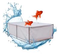 Piscina per acquario, vasca per pesci fuori terra con supporto per Koi/tartarughe/gamberetti, rivestimento rettangolare preformato per stagno per animali acquatici, piscina da giardino (bianco, 1,5 x