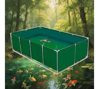 Piscina per acquario, vasca per pesci fuori terra con supporto per Koi/tartarughe/gamberetti, rivestimento rettangolare preformato per stagno per animali acquatici, piscina da giardino (verde, 2 x 1,5