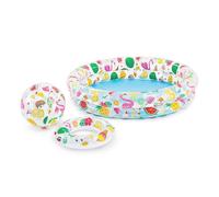 Piscina per bambini 2 anelli con palla e salvagente da spiaggia mare campeggio