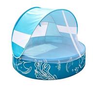 Piscina per bambini piccoli, giocattolo acquatico pieghevole, non gonfiabile, con tettuccio e zanzariera, 120 x 30 cm, per esterni, cortile, parco, spiaggia, viaggi e giochi