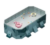 Piscina per bambini pieghevole multiuso per famiglia e animali domestici, design pieghevole non gonfiabile, con maniglia per il trasporto, resistente piscina all'aperto per giardino e campeggio