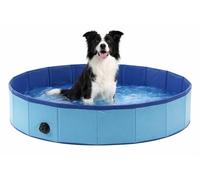 piscina per cani - piscina rotonda blu 120x30 cm - plastica resistente - pieghevole - senza pompa - con valvola di scarico - estate - tipo tappetino refrigerante cane
