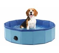 piscina per cani - piscina rotonda blu 80x20 cm - plastica resistente - pieghevole - senza pompa - con valvola di scarico - estate - tipo tappetino refrigerante cane